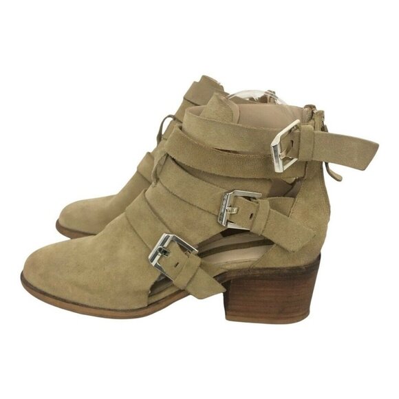 Zara Womens Size 40 US 9 Tan Suede Strappy Buckle Bootie - Picture 3 of 6